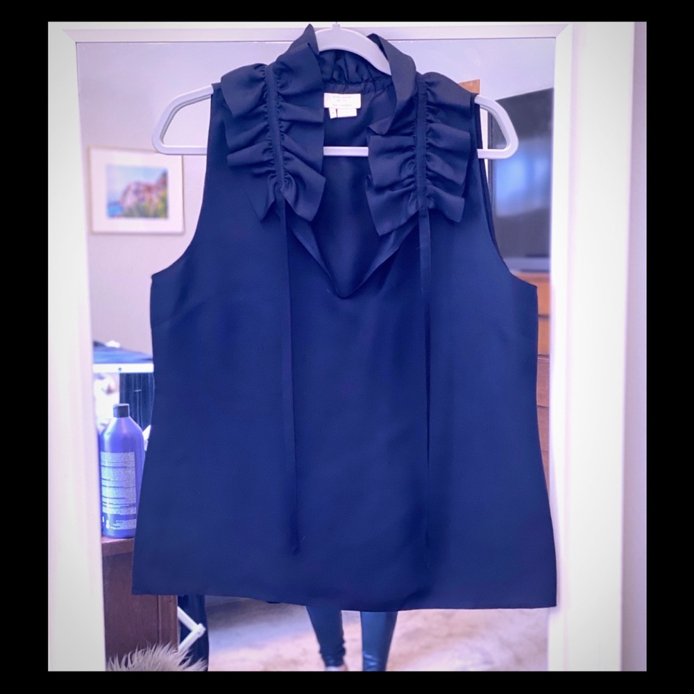 Kate Spade black sleeveless top with ruffle
